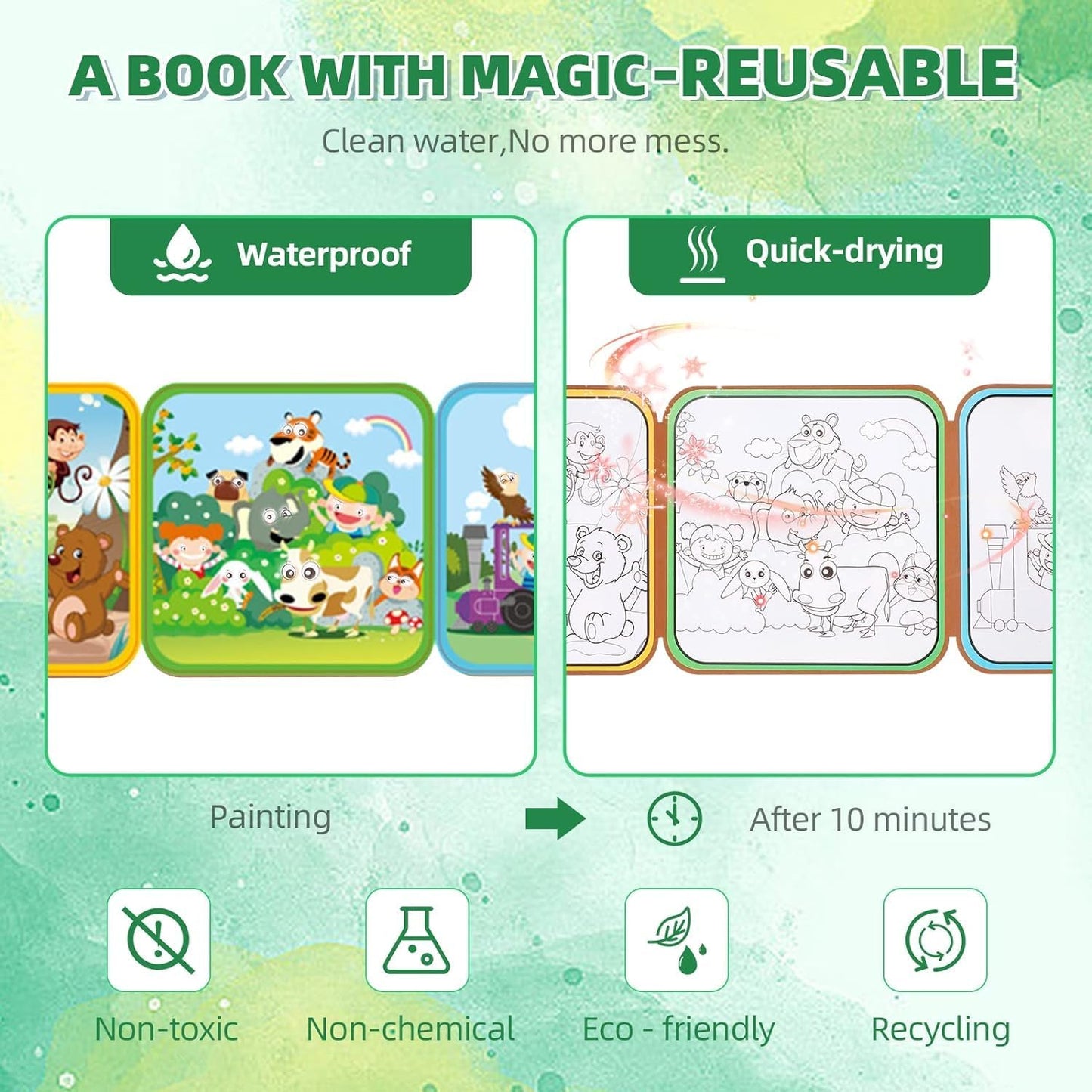 Magic Water Coloring Book Educatinoal Fun Bonding Time For Kid