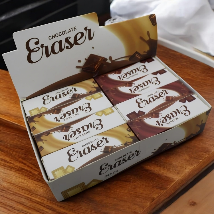 Chocolate and Lego erasers