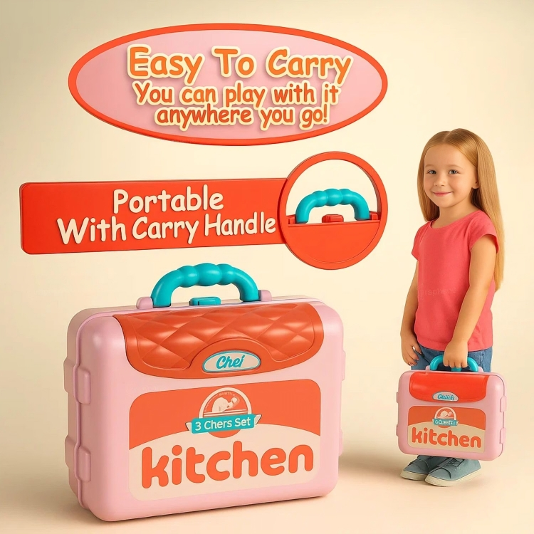 3 in 1 Portable Pretend Cooking Kitchen play Set