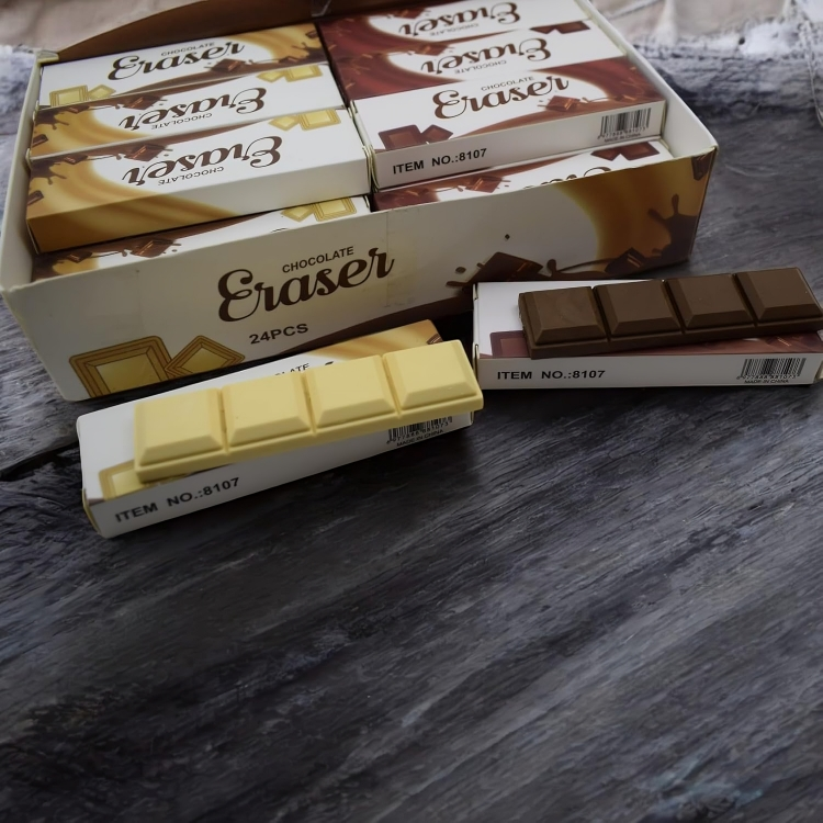 Chocolate and Lego erasers