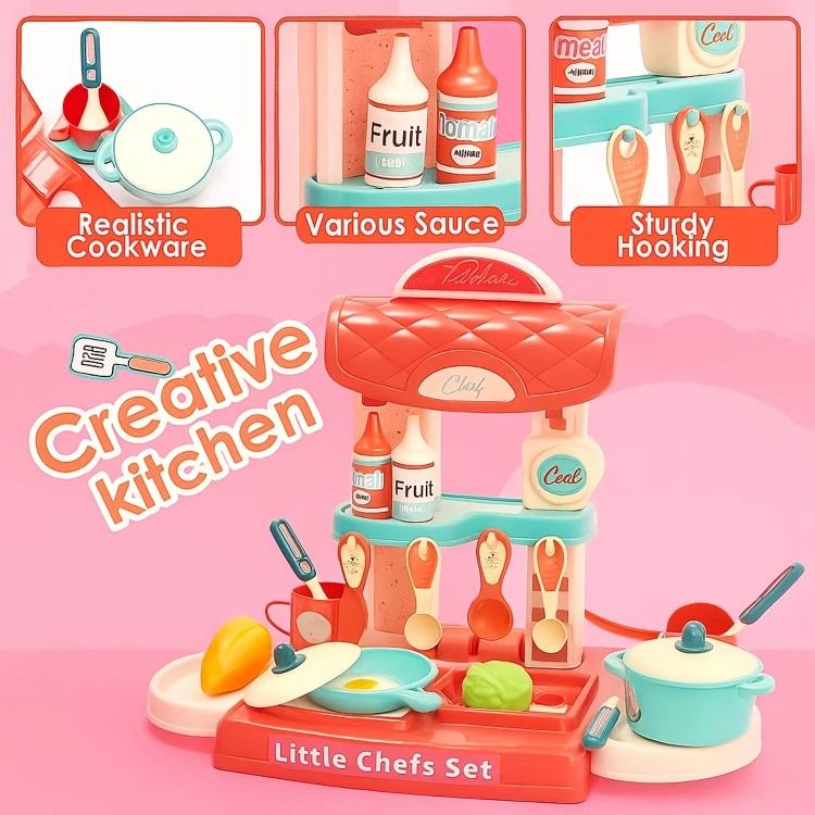 3 in 1 Portable Pretend Cooking Kitchen play Set