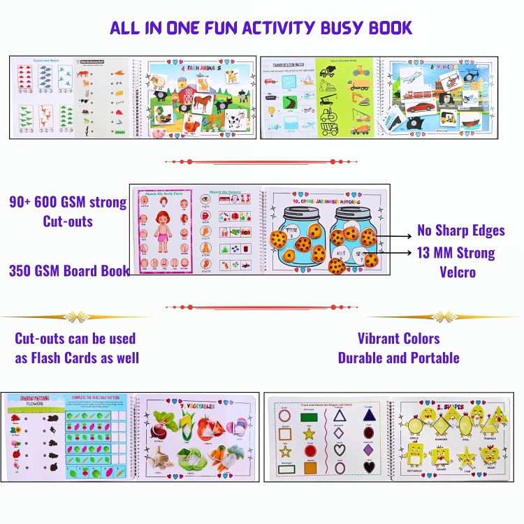 Kids Activity Book l Travel Friendly Busy Book For 2+