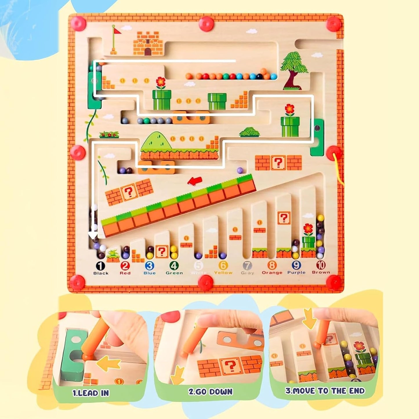 Magnetic Color And Nuumber Maze-Wooden Puzzle Board