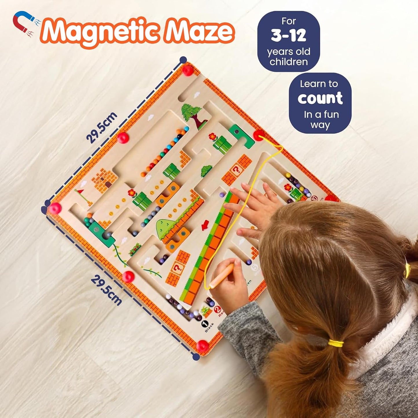 Magnetic Color And Nuumber Maze-Wooden Puzzle Board