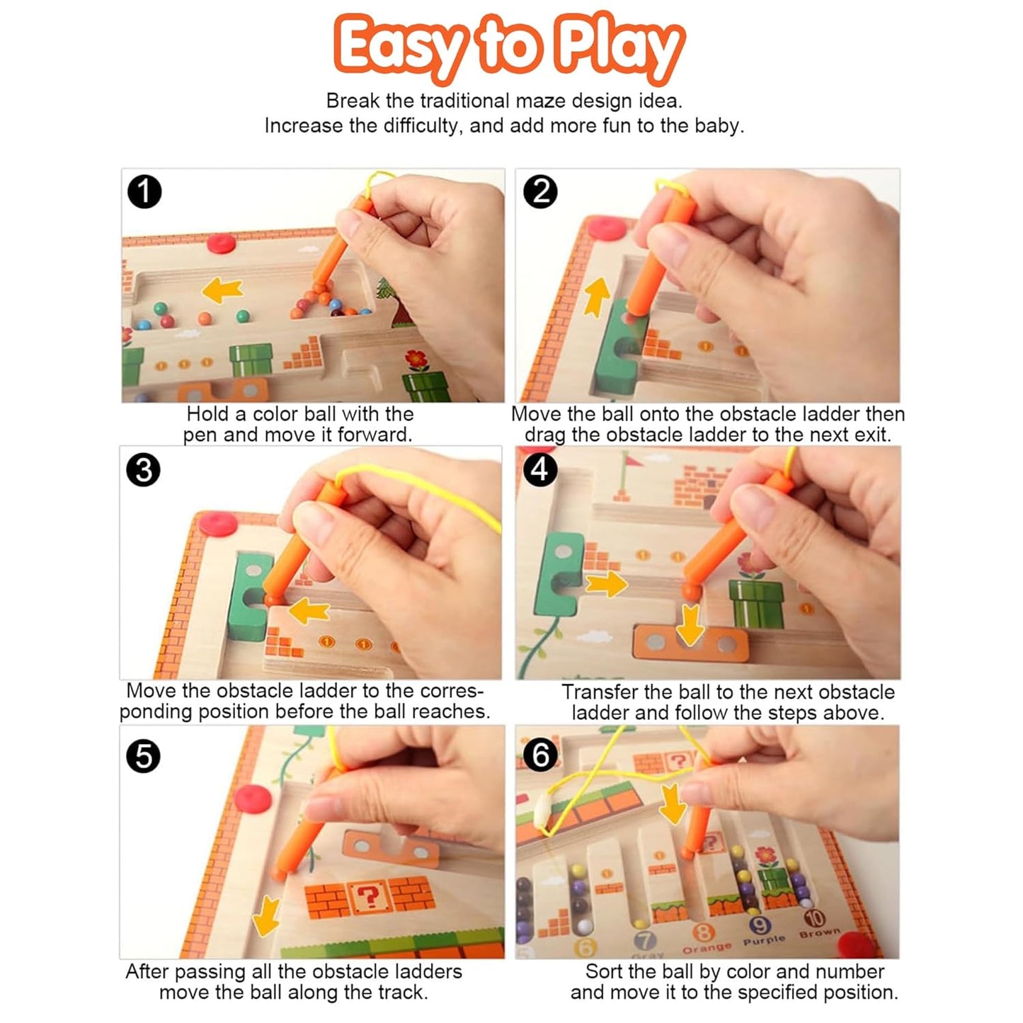 Magnetic Color And Nuumber Maze-Wooden Puzzle Board