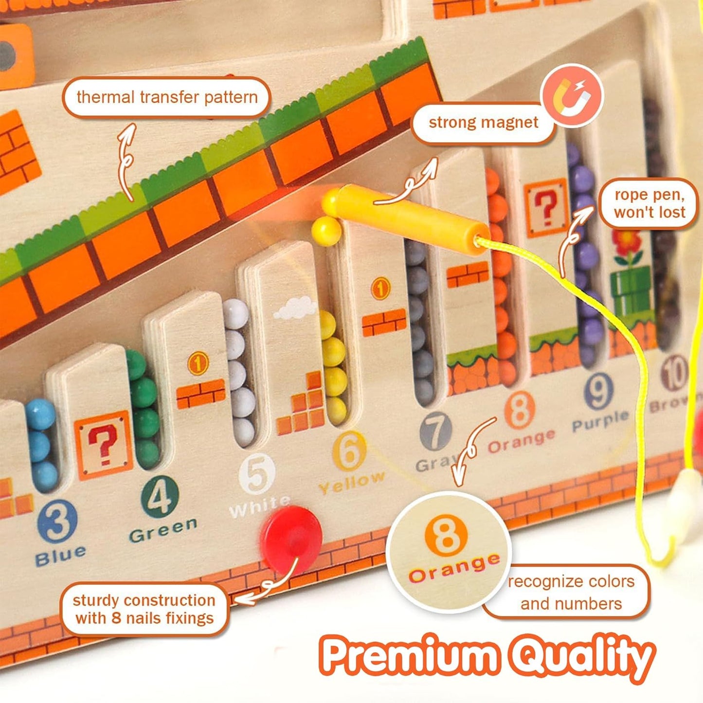 Magnetic Color And Nuumber Maze-Wooden Puzzle Board