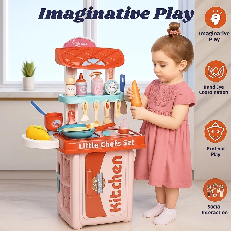 3 in 1 Portable Pretend Cooking Kitchen play Set