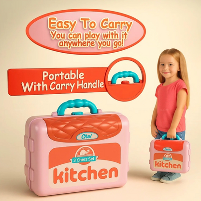 3 in 1 Portable Pretend Cooking Kitchen play Set
