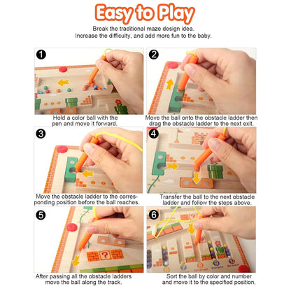 Magnetic Color And Nuumber Maze-Wooden Puzzle Board